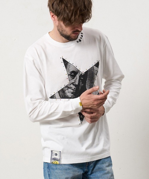 STUD MUFFIN(スタッドマフィン)の「mlt5683- 5.6ozコットン天竺ドルスターカラークリスタルLS Tシャツ(624-02897)(Tシャツ/カットソー・メンズ・ブラック/チャコールグレー/ホワイト・2/3/4)」の11枚目の写真