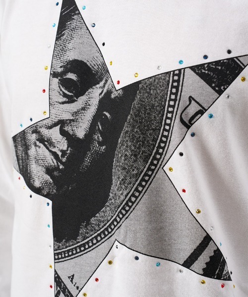 STUD MUFFIN(スタッドマフィン)の「mlt5683- 5.6ozコットン天竺ドルスターカラークリスタルLS Tシャツ(624-02897)(Tシャツ/カットソー・メンズ・ブラック/チャコールグレー/ホワイト・2/3/4)」の6枚目の写真
