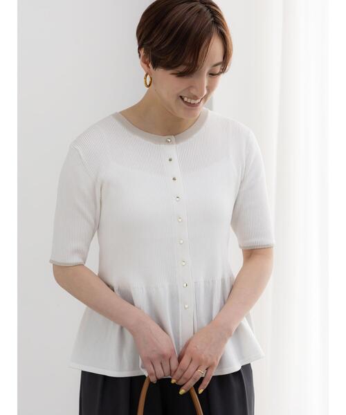 Te chichi(テチチ)の「【調温】ペプラムハーフスリーブニット(ニット/セーター・レディース・オフホワイト/ブラック/オレンジ・F)」の15枚目の写真