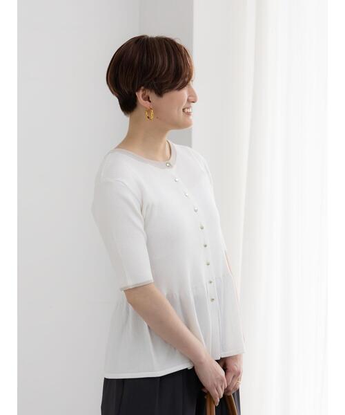 Te chichi(テチチ)の「【調温】ペプラムハーフスリーブニット(ニット/セーター・レディース・オフホワイト/ブラック/オレンジ・F)」の17枚目の写真