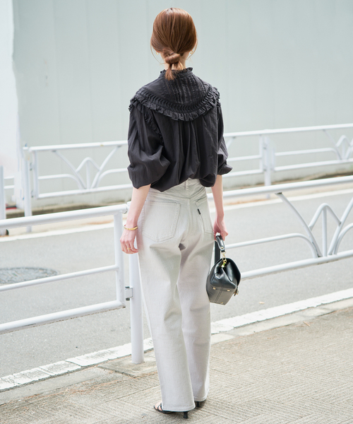 SLOBE IENA（スローブイエナ）の「《WEB限定/追加》フリルピンタックブラウス（シャツ/ブラウス・レディース・ブルー系その他/ホワイト/ブラック・FREE）」の6枚目の写真