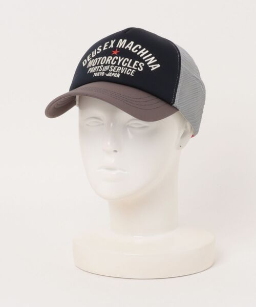 DEUS EX MACHINA（デウスエクスマキナ）の「TOKYO ORIGINAL ADDRESS TRUCKER（キャップ・メンズ・オレンジ/ブラック/カーキ・OS）」の2枚目の写真