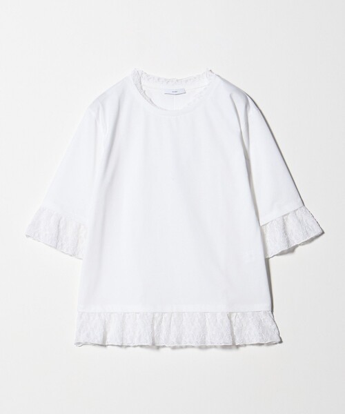 ASTRAET レース クルーネックT ASTRAET＞レース コンビ クルーネックTシャツ（Tシャツ/カットソー