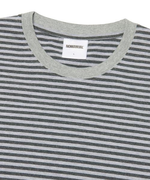 NOMANUAL(NOMANUAL)の「NM CROP BORDER T-SHIRT - GRAY(Tシャツ/カットソー・レディース・その他・SMALL/MEDIUM/LARGE/X-LARGE)」の3枚目の写真