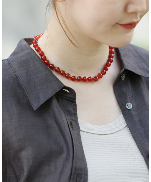 IENA(イエナ)の「《追加》EO/イオ ROUND STONE NECKLACE ネックレス BO26SS-56(ネックレス・レディース・レッド/ブラック/グリーン・FREE)」の3枚目の写真