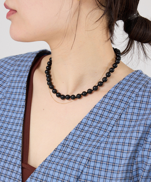 IENA(イエナ)の「《追加》EO/イオ ROUND STONE NECKLACE ネックレス BO26SS-56(ネックレス・レディース・レッド/ブラック/グリーン・FREE)」の9枚目の写真
