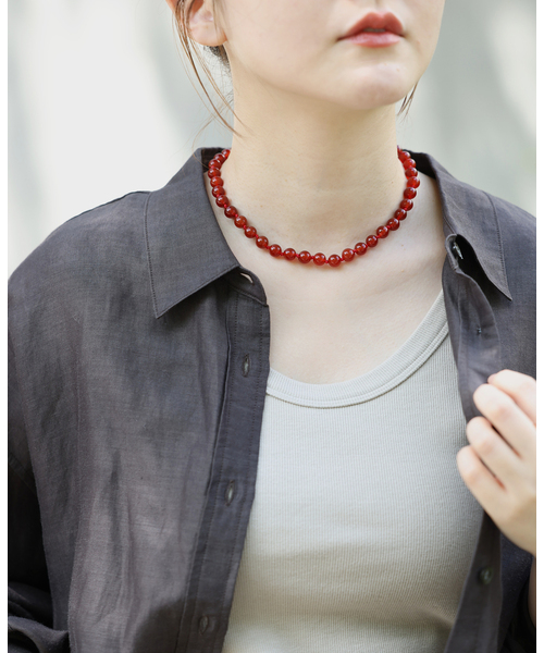 IENA(イエナ)の「《追加》EO/イオ ROUND STONE NECKLACE ネックレス BO26SS-56(ネックレス・レディース・レッド/ブラック/グリーン・FREE)」の7枚目の写真