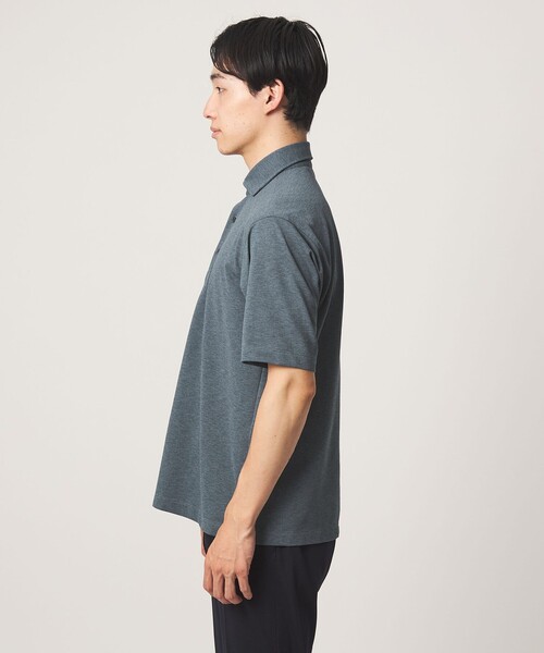 green label relaxing（グリーンレーベルリラクシング）の「プライムフレックス ドット メッシュ カッタウェイ ビズポロ ポロシャツ -ストレッチ・吸水速乾・通気性-（ポロシャツ・メンズ・ネイビー/ライトブルー/ダークブラウン/ライトグレー・L/M/S/XL）」の14枚目の写真