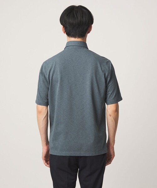green label relaxing（グリーンレーベルリラクシング）の「プライムフレックス ドット メッシュ カッタウェイ ビズポロ ポロシャツ -ストレッチ・吸水速乾・通気性-（ポロシャツ・メンズ・ネイビー/ライトブルー/ダークブラウン/ライトグレー・L/M/S/XL）」の15枚目の写真