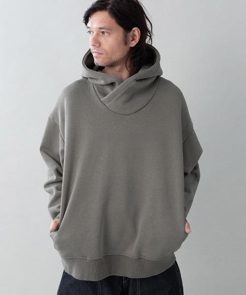 EGO TRIPPING(エゴトリッピング)の「mpa4147-COWL-WOOL SWEAT PARKA スウェットパーカー(666708)(パーカー・メンズ・ネイビー/ブラック/グレイッシュベージュ・48/46)」の1枚目の写真
