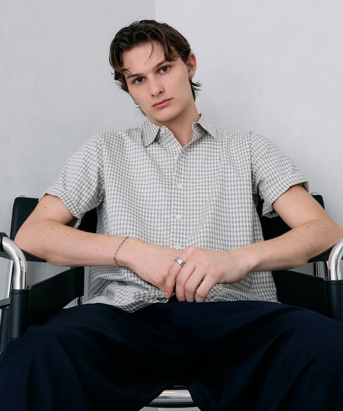 Adoon plain(アドーンプレーン)の「ASSORTED BASIC SUMMER SHIRT / アソートベーシックサマーシャツ(ストライプ・チェック)(シャツ/ブラウス・メンズ・ネイビー/ブルー/アイボリー・LARGE/MEDIUM)」の1枚目の写真