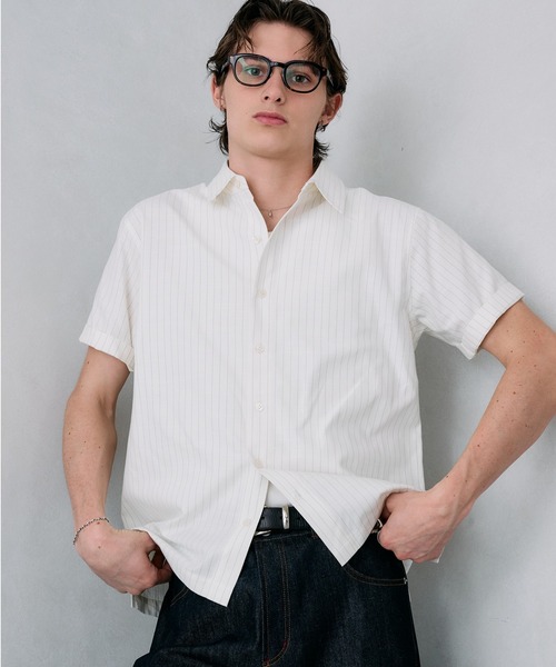 Adoon plain(アドーンプレーン)の「ASSORTED BASIC SUMMER SHIRT / アソートベーシックサマーシャツ(ストライプ・チェック)(シャツ/ブラウス・メンズ・ネイビー/ブルー/アイボリー・LARGE/MEDIUM)」の2枚目の写真