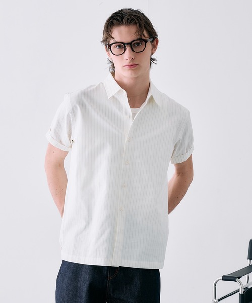Adoon plain(アドーンプレーン)の「ASSORTED BASIC SUMMER SHIRT / アソートベーシックサマーシャツ(ストライプ・チェック)(シャツ/ブラウス・メンズ・ネイビー/ブルー/アイボリー・LARGE/MEDIUM)」の4枚目の写真