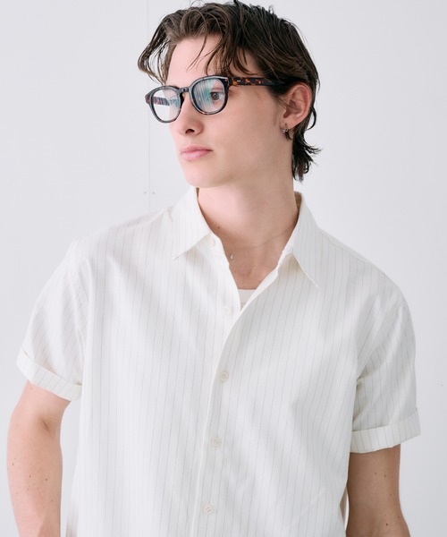 Adoon plain(アドーンプレーン)の「ASSORTED BASIC SUMMER SHIRT / アソートベーシックサマーシャツ(ストライプ・チェック)(シャツ/ブラウス・メンズ・ネイビー/ブルー/アイボリー・LARGE/MEDIUM)」の17枚目の写真