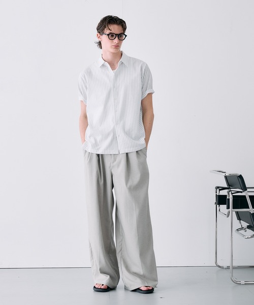 Adoon plain(アドーンプレーン)の「ASSORTED BASIC SUMMER SHIRT / アソートベーシックサマーシャツ(ストライプ・チェック)(シャツ/ブラウス・メンズ・ネイビー/ブルー/アイボリー・LARGE/MEDIUM)」の14枚目の写真