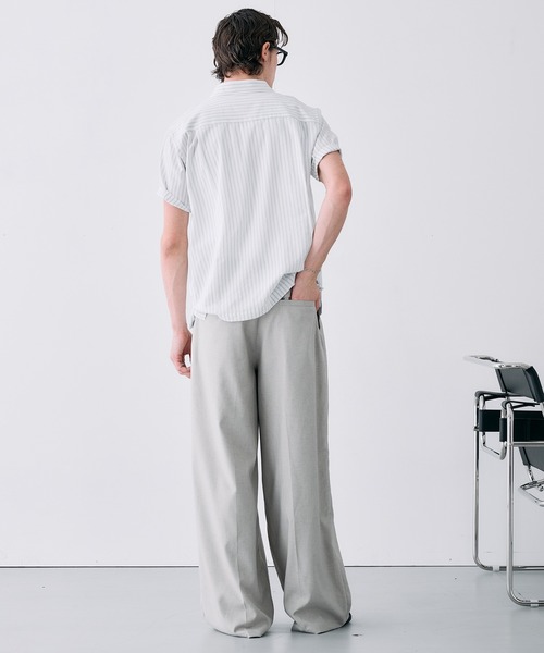 Adoon plain(アドーンプレーン)の「ASSORTED BASIC SUMMER SHIRT / アソートベーシックサマーシャツ(ストライプ・チェック)(シャツ/ブラウス・メンズ・ネイビー/ブルー/アイボリー・LARGE/MEDIUM)」の15枚目の写真