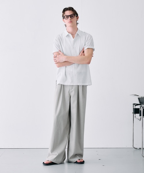Adoon plain(アドーンプレーン)の「ASSORTED BASIC SUMMER SHIRT / アソートベーシックサマーシャツ(ストライプ・チェック)(シャツ/ブラウス・メンズ・ネイビー/ブルー/アイボリー・LARGE/MEDIUM)」の16枚目の写真