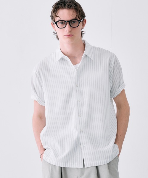 Adoon plain(アドーンプレーン)の「ASSORTED BASIC SUMMER SHIRT / アソートベーシックサマーシャツ(ストライプ・チェック)(シャツ/ブラウス・メンズ・ネイビー/ブルー/アイボリー・LARGE/MEDIUM)」の9枚目の写真