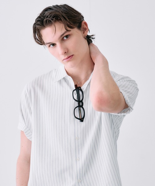 Adoon plain(アドーンプレーン)の「ASSORTED BASIC SUMMER SHIRT / アソートベーシックサマーシャツ(ストライプ・チェック)(シャツ/ブラウス・メンズ・ネイビー/ブルー/アイボリー・LARGE/MEDIUM)」の12枚目の写真