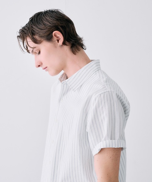Adoon plain(アドーンプレーン)の「ASSORTED BASIC SUMMER SHIRT / アソートベーシックサマーシャツ(ストライプ・チェック)(シャツ/ブラウス・メンズ・ネイビー/ブルー/アイボリー・LARGE/MEDIUM)」の11枚目の写真