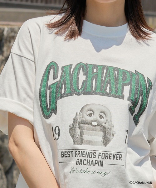 MONO-MART（モノマート）の「【ガチャピン・ムック】別注 ヴィンテージライク アソートプリント 半袖Tシャツ（Tシャツ/カットソー・メンズ・スミクロ/オフホワイト/ホワイト系/ネイビー系・M/L）」の12枚目の写真