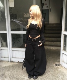 クロススタッズデニムパンツ
