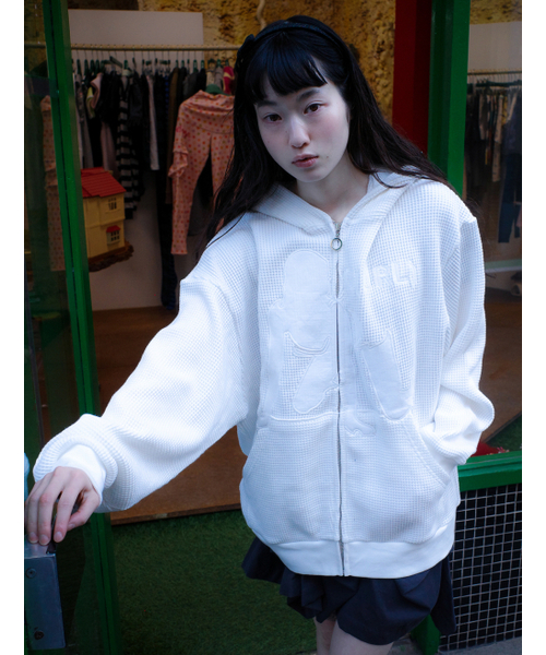 DYDOSHOP(ディワイドショップ)の「リンクガールワッフルジップアップ(パーカー・レディース・その他・FREE)」の4枚目の写真