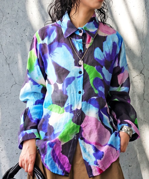 antiqua(アンティカ)の「アート柄 シャツ(シャツ/ブラウス・レディース・ブルー系その他・ONESIZE)」の9枚目の写真