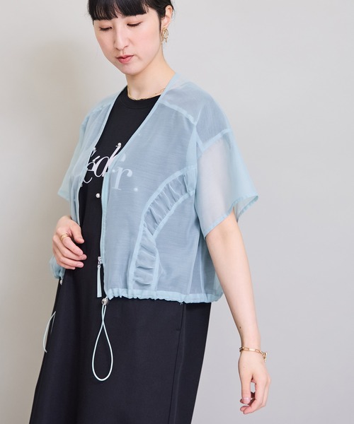 LHELBIE(レルビエ)の「ハーフスリーブブルゾン(ブルゾン・レディース・ブラック/ライトグリーン/オフホワイト・M)」の13枚目の写真