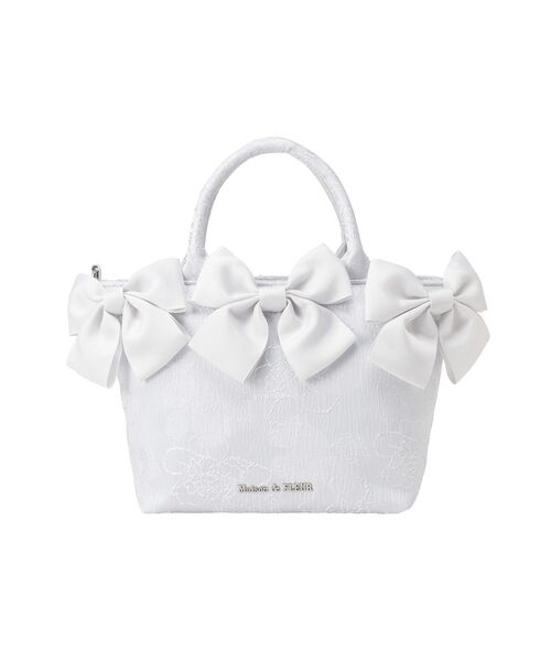 Maison de FLEUR(メゾンドフルール)の「ブルーマニアボリュームリボン2WayトートSバッグ(トートバッグ・レディース・ライトブルー・FREE)」の2枚目の写真