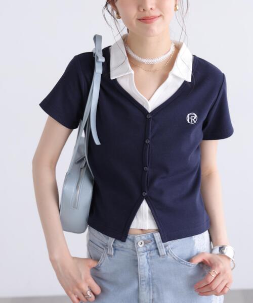 FREE'S MART(フリーズマート)の「◆レイヤード風シャツカットソー(Tシャツ/カットソー・レディース・グレー/ホワイト/ネイビー・FREE)」の1枚目の写真