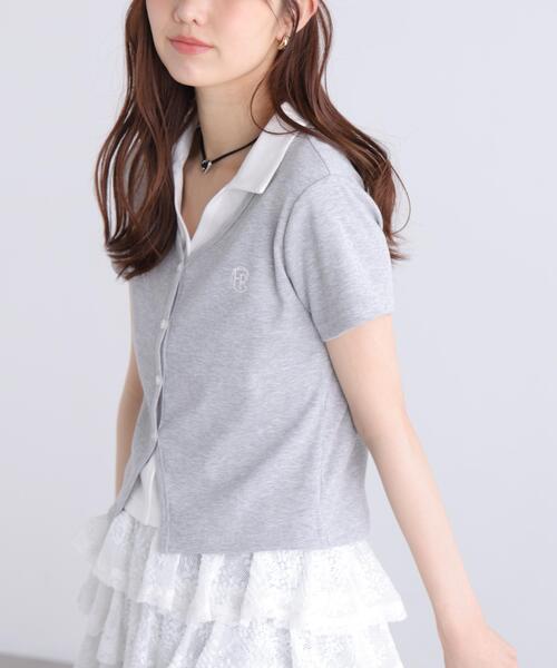 FREE'S MART(フリーズマート)の「◆レイヤード風シャツカットソー(Tシャツ/カットソー・レディース・グレー/ホワイト/ネイビー・FREE)」の7枚目の写真