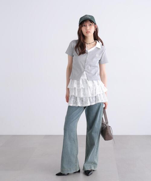 FREE'S MART(フリーズマート)の「◆レイヤード風シャツカットソー(Tシャツ/カットソー・レディース・グレー/ホワイト/ネイビー・FREE)」の9枚目の写真