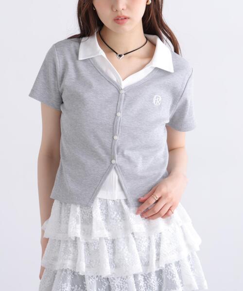 FREE'S MART(フリーズマート)の「◆レイヤード風シャツカットソー(Tシャツ/カットソー・レディース・グレー/ホワイト/ネイビー・FREE)」の12枚目の写真