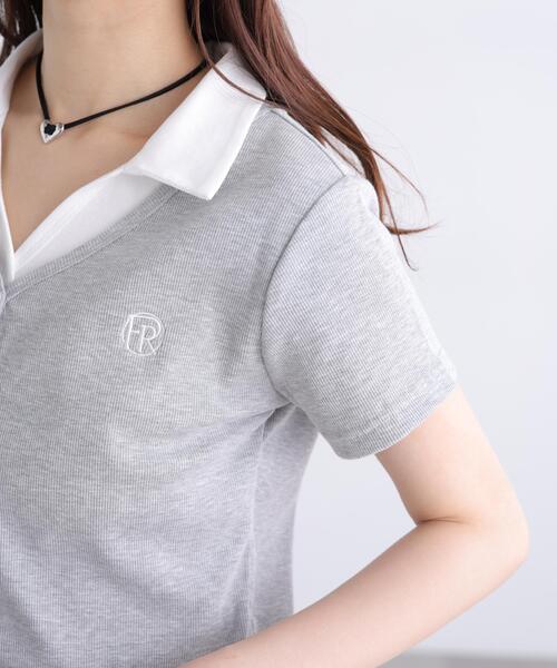FREE'S MART(フリーズマート)の「◆レイヤード風シャツカットソー(Tシャツ/カットソー・レディース・グレー/ホワイト/ネイビー・FREE)」の16枚目の写真