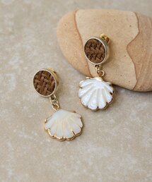 ラタン×シェルパーツピアス