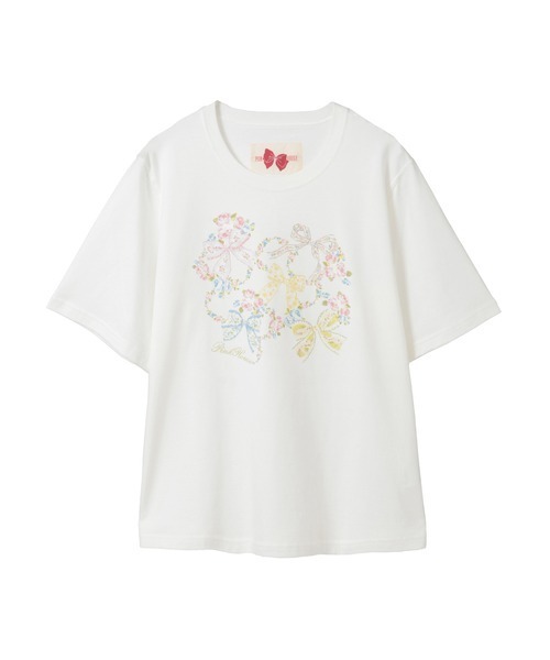 PINK HOUSE（ピンクハウス）の「ロココリボンプリントカットソー（Tシャツ/カットソー・レディース・ホワイト/ブラック/ピンク・フリー）」の2枚目の写真