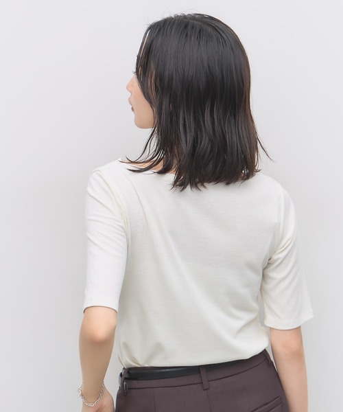 &. NOSTALGIA(アンドドットノスタルジア)の「レースレイヤードドレープ半袖Tシャツ(Tシャツ/カットソー・レディース・ブラック/オフホワイト・FREE)」の13枚目の写真