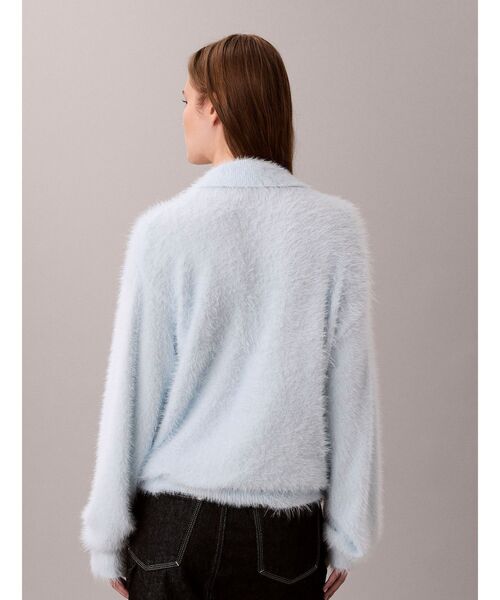 Calvin Klein(カルバン・クライン)の「ニット - ファジーニットポロセーター(ポロシャツ・レディース・スカイブルー系/ホワイト系その他7/ダークグレー・M/XS/S)」の7枚目の写真