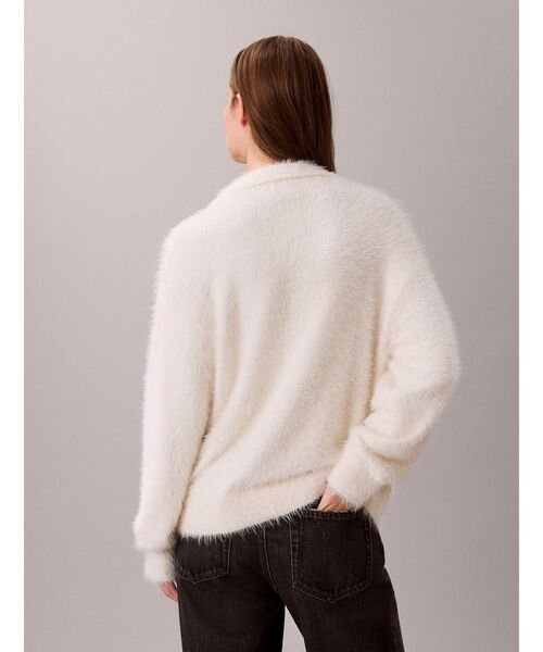 Calvin Klein(カルバン・クライン)の「ニット - ファジーニットポロセーター(ポロシャツ・レディース・スカイブルー系/ホワイト系その他7/ダークグレー・M/XS/S)」の14枚目の写真