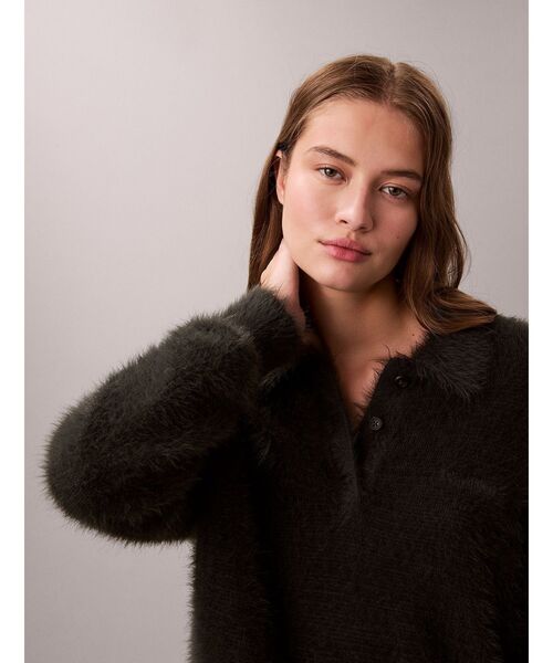 Calvin Klein(カルバン・クライン)の「ニット - ファジーニットポロセーター(ポロシャツ・レディース・スカイブルー系/ホワイト系その他7/ダークグレー・M/XS/S)」の19枚目の写真
