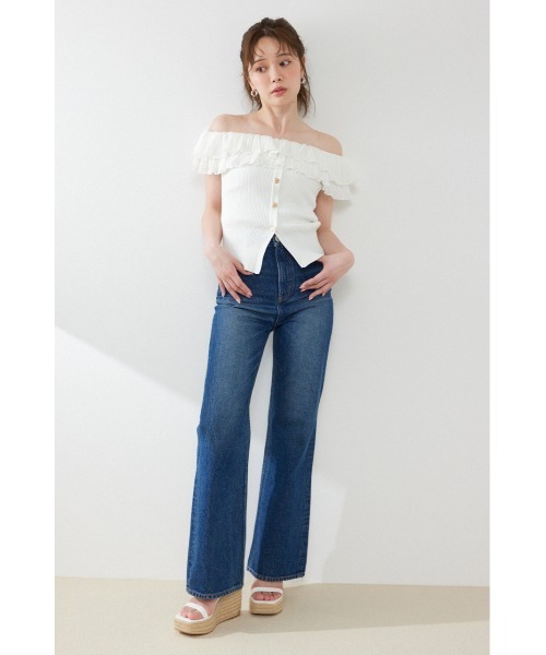 rienda（リエンダ）の「ハイウエストフレアデニムパンツ　夏服（デニムパンツ・レディース・ブルー/ライトブルー・SMALL/X-SMALL/MEDIUM）」の18枚目の写真