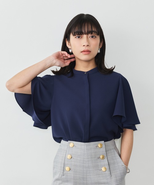 Sirin(シリン)の「フレアスリーブブラウス(シャツ/ブラウス・レディース・ブルー/オフホワイト/ネイビー・FREE)」の21枚目の写真