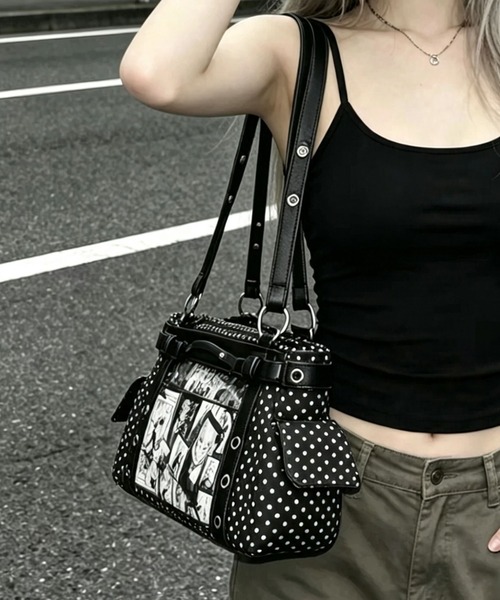 gossip！ロサンゼルス（ゴシップロサンゼルス）の「リボン付きクリア窓ドットトート痛バッグ（ボストンバッグ・レディース・ドット・FREE）」の13枚目の写真
