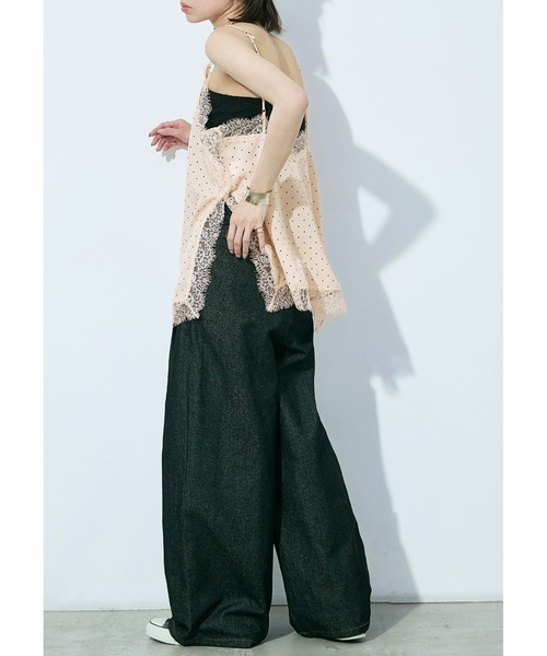Fashion Letter(ファッションレター)の「ジョーゼットドット×レース ランジェリーキャミ(ワンピース・レディース・ブラック/キナリ・M)」の7枚目の写真