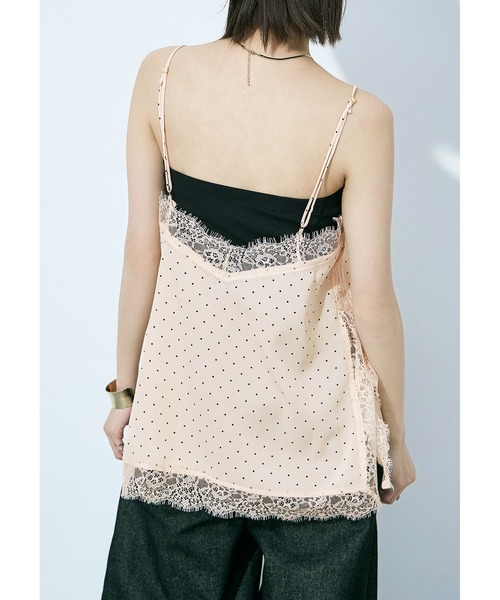 Fashion Letter(ファッションレター)の「ジョーゼットドット×レース ランジェリーキャミ(ワンピース・レディース・ブラック/キナリ・M)」の10枚目の写真