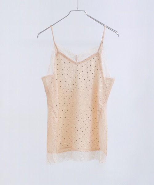 Fashion Letter(ファッションレター)の「ジョーゼットドット×レース ランジェリーキャミ(ワンピース・レディース・ブラック/キナリ・M)」の11枚目の写真