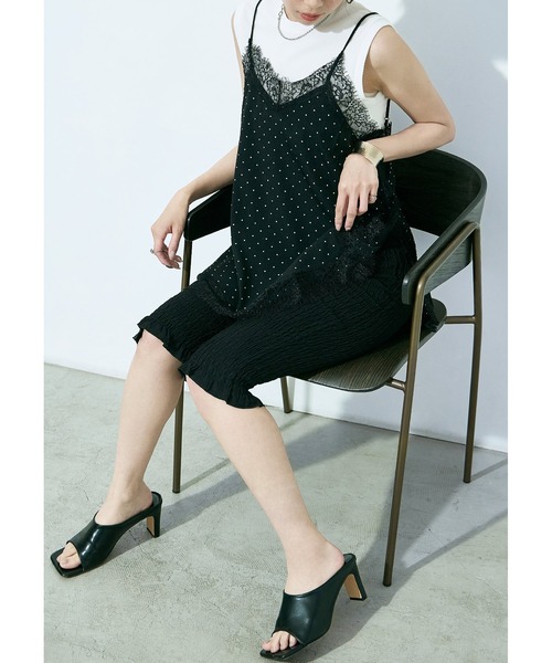 Fashion Letter(ファッションレター)の「ジョーゼットドット×レース ランジェリーキャミ(ワンピース・レディース・ブラック/キナリ・M)」の12枚目の写真