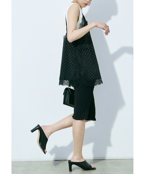 Fashion Letter(ファッションレター)の「ジョーゼットドット×レース ランジェリーキャミ(ワンピース・レディース・ブラック/キナリ・M)」の16枚目の写真