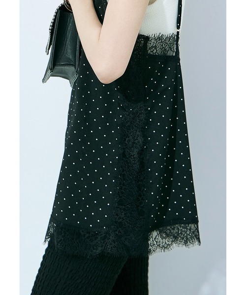 Fashion Letter(ファッションレター)の「ジョーゼットドット×レース ランジェリーキャミ(ワンピース・レディース・ブラック/キナリ・M)」の17枚目の写真